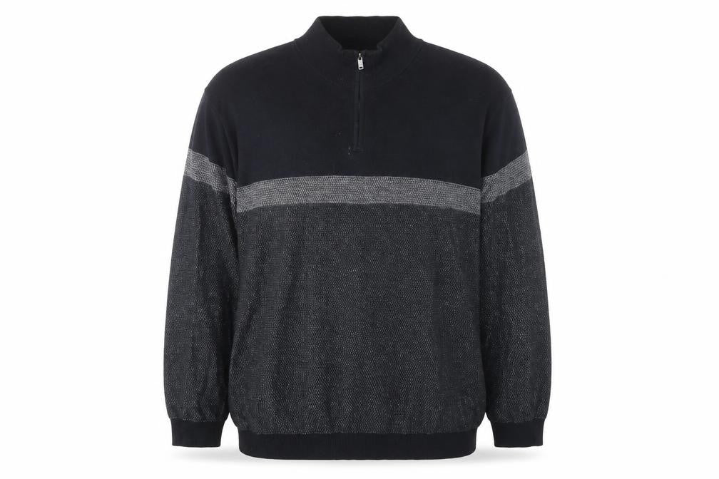 Front view of Next Men's Black 2XL Full Zip Knit Jumper