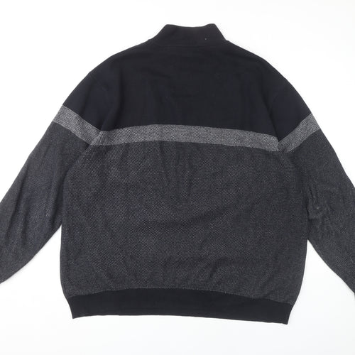 Next Men's Black 2XL Full Zip Knit Jumper