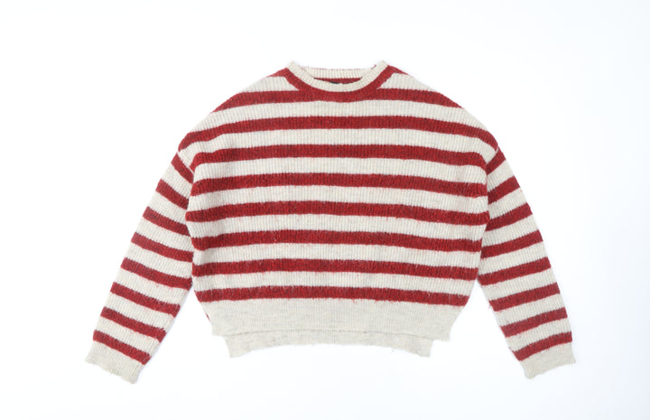 Zara Women's Red Striped Pullover Jumper M