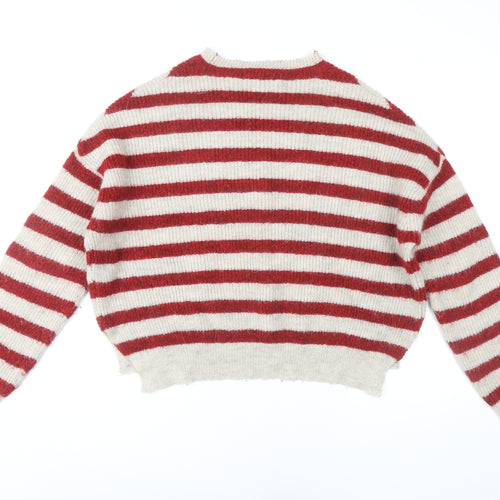Zara Women's Red Striped Pullover Jumper M