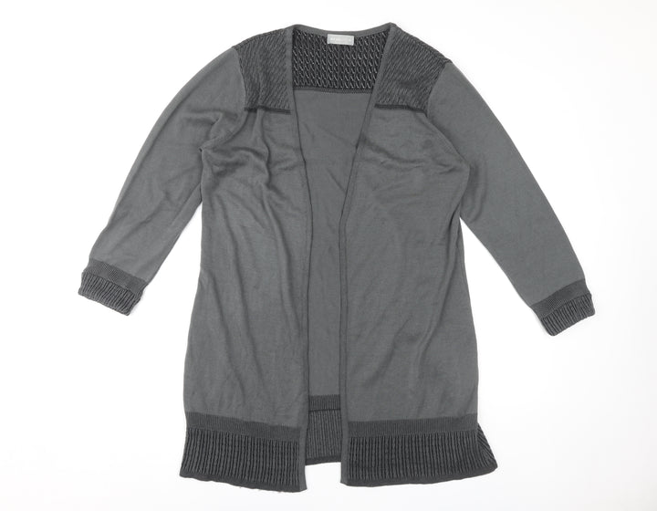 Per Una Women's Grey Open Front Cardigan, Size 16, Casual Style