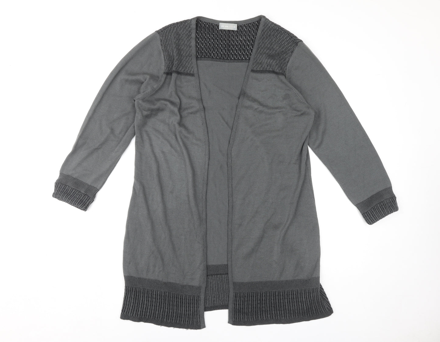 Per Una Women's Grey Open Front Cardigan, Size 16, Casual Style