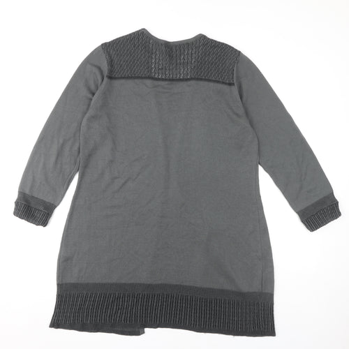 Per Una Women's Grey Open Front Cardigan, Size 16, Casual Style
