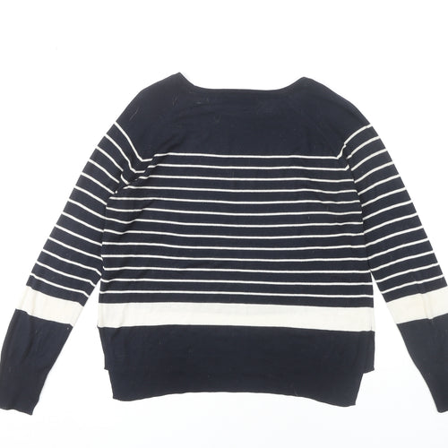 Zara Women's Blue Striped Pullover Jumper Size 8