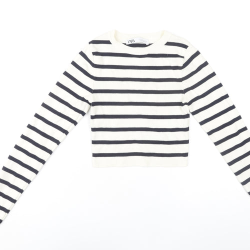 Zara Women's Striped Cropped T-Shirt S