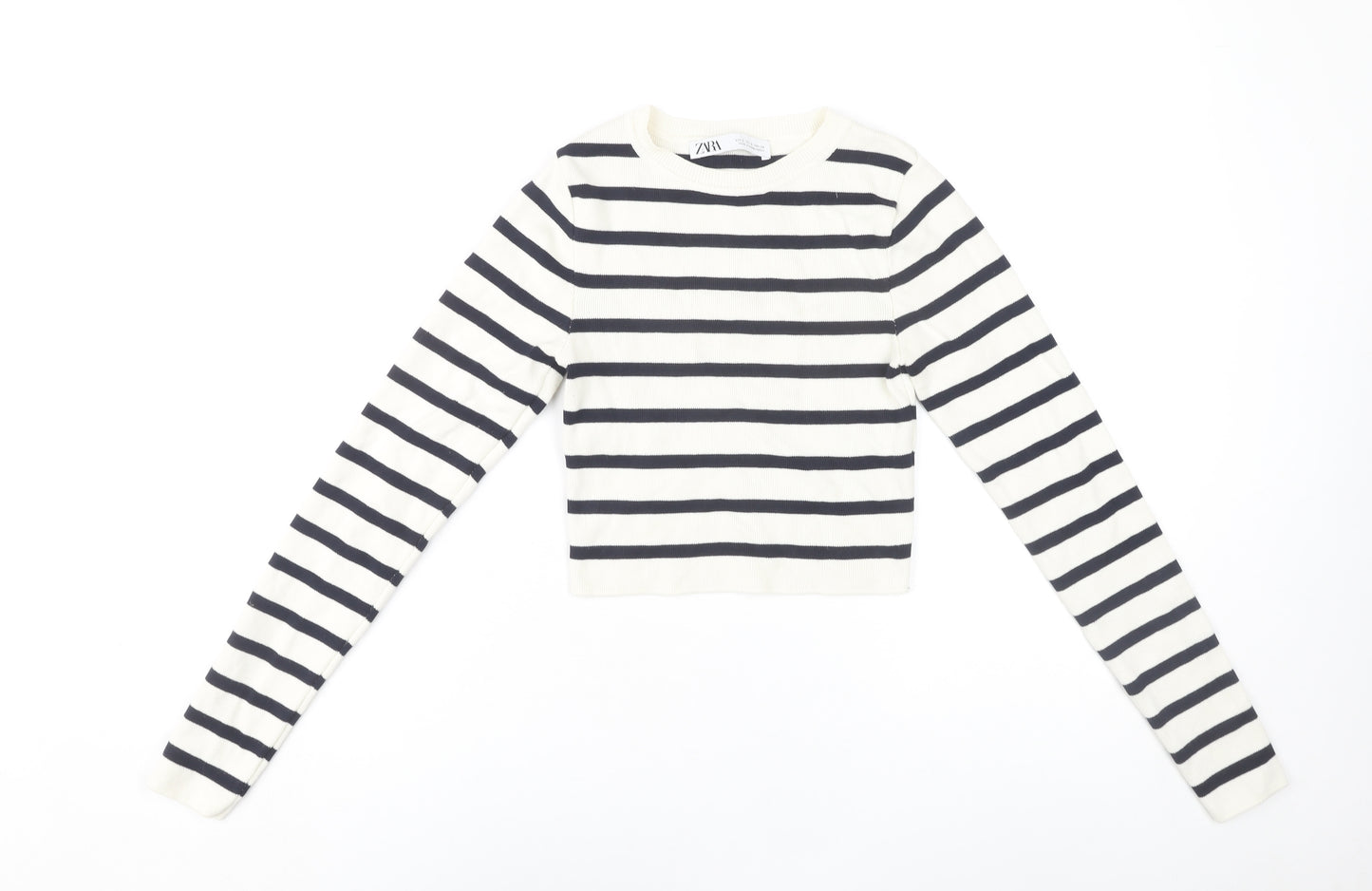 Zara Women's Striped Cropped T-Shirt S