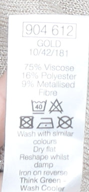 M&Co Women's Gold Jumper Size 14 Viscose Blend