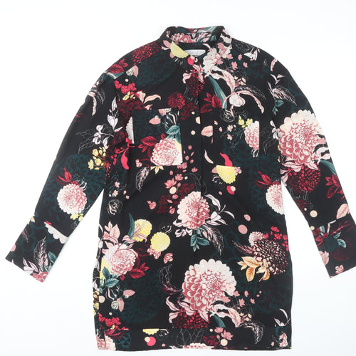 Marks and Spencer Floral Shirt Dress Black Size 8