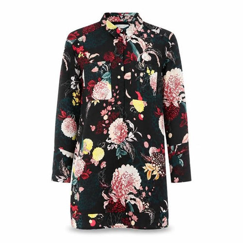 Marks and Spencer Floral Shirt Dress Black Size 8