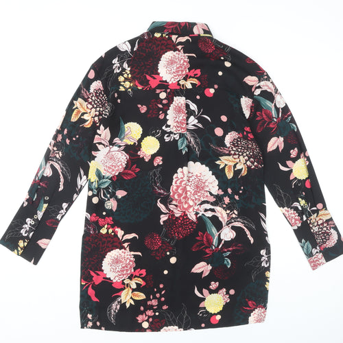 Marks and Spencer Floral Shirt Dress Black Size 8