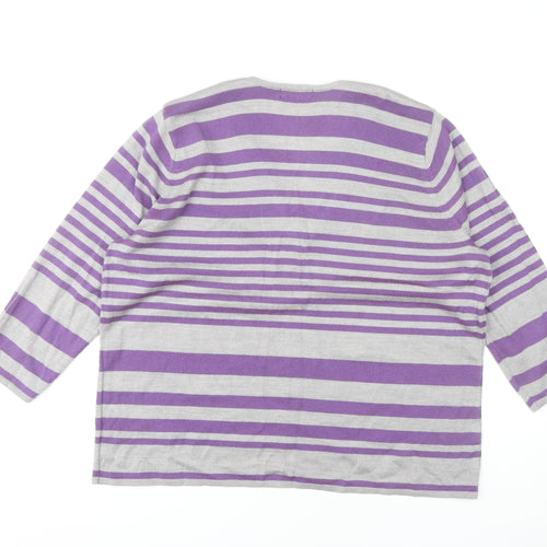 Bm Women's Purple Striped Pullover Jumper Size L