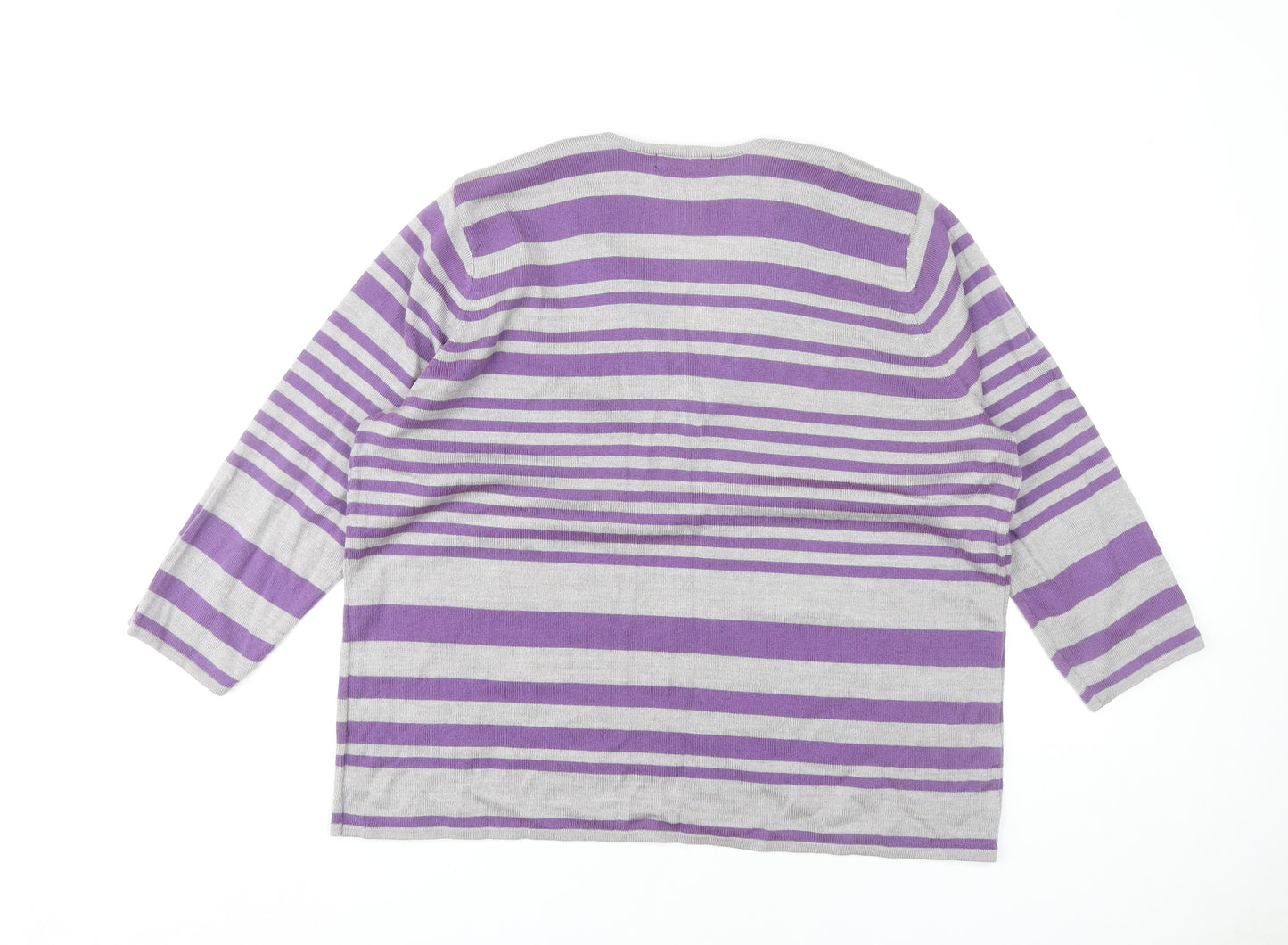 Bm Women's Purple Striped Pullover Jumper Size L