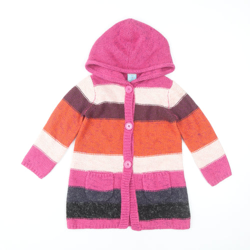 John Lewis Girls Multi Cardigan 6 Years Hooded Button Knit
