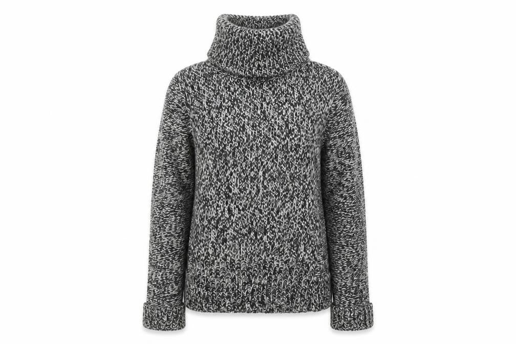 Front view of mercer&madison Women's Grey Roll Neck Jumper - S, Pullover