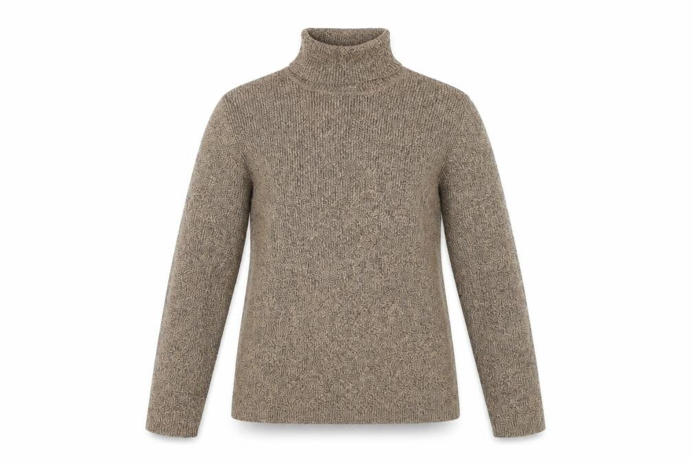 Front view of Karen Scott Women's Brown jumper, M, High Neck