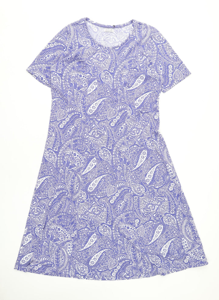 Damart Women's Blue Paisley Jersey Dress Size 12