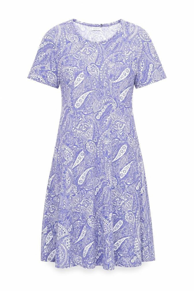 Damart Women's Blue Paisley Jersey Dress Size 12