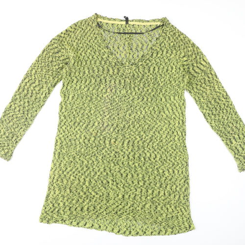 Staple Women's Green Open-Knit Pullover Jumper Size 12