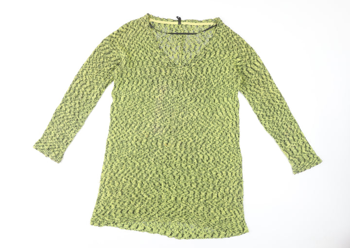 Staple Women's Green Open-Knit Pullover Jumper Size 12