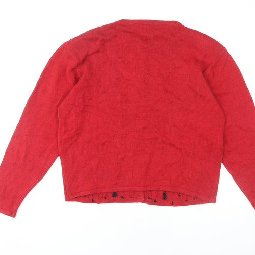 Lise J. Women's Red Cardigan L - Embroidered Knit