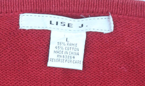 Lise J. Women's Red Cardigan L - Embroidered Knit