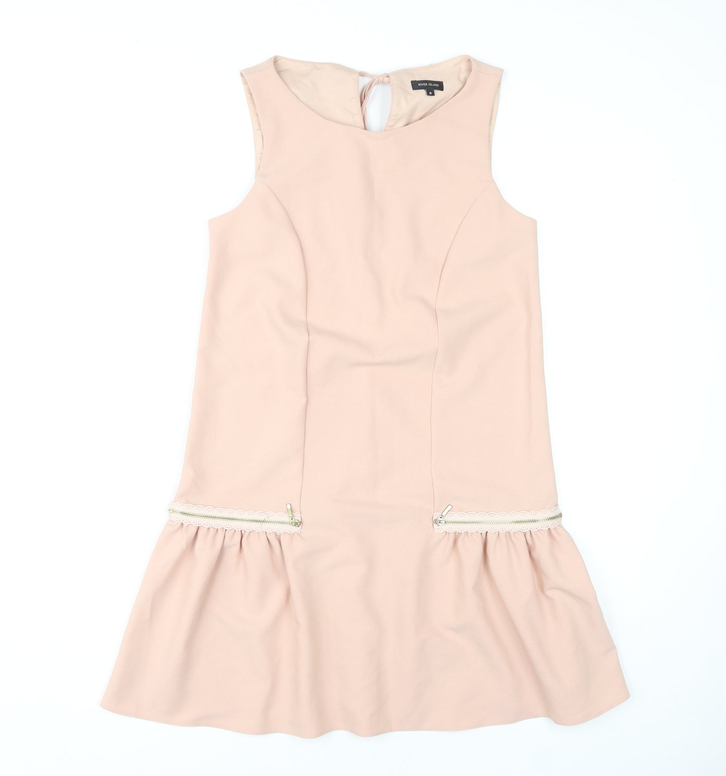 River Island Women's Pink Sleeveless Shift Dress Size 8