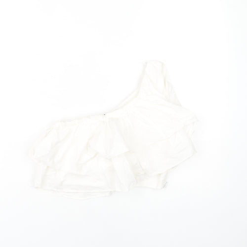 Zara Women's White Cropped Blouse XS One Shoulder