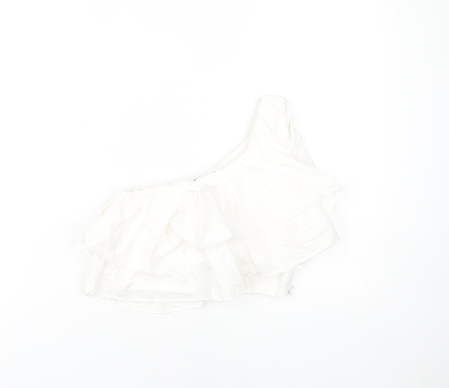 Zara Women's White Cropped Blouse XS One Shoulder
