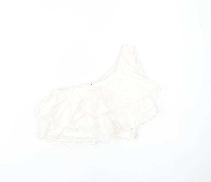 Zara Women's White Cropped Blouse XS One Shoulder