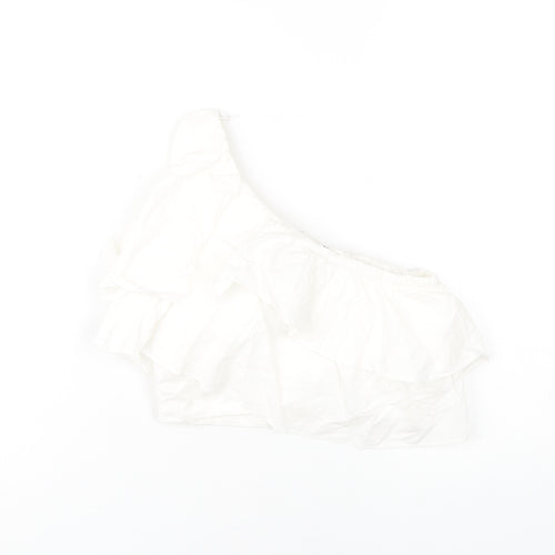 Zara Women's White Cropped Blouse XS One Shoulder