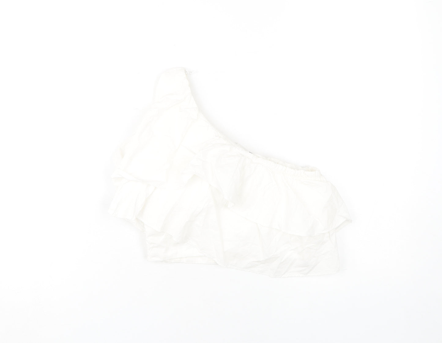 Zara Women's White Cropped Blouse XS One Shoulder