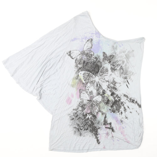 Next Women's Grey Asymmetrical Top 18 Butterfly Sequin