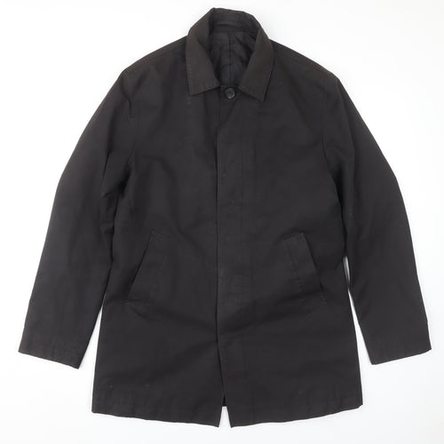 Next Men's Black Mid-Length Overcoat, M