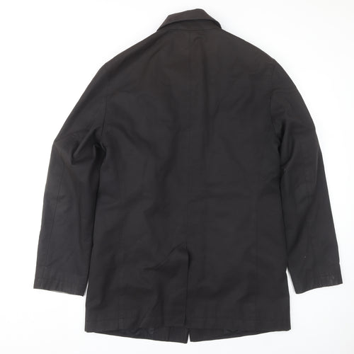 Next Men's Black Mid-Length Overcoat, M