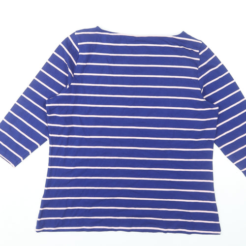 Marks and Spencer Women's Blue Striped T-Shirt Size 20