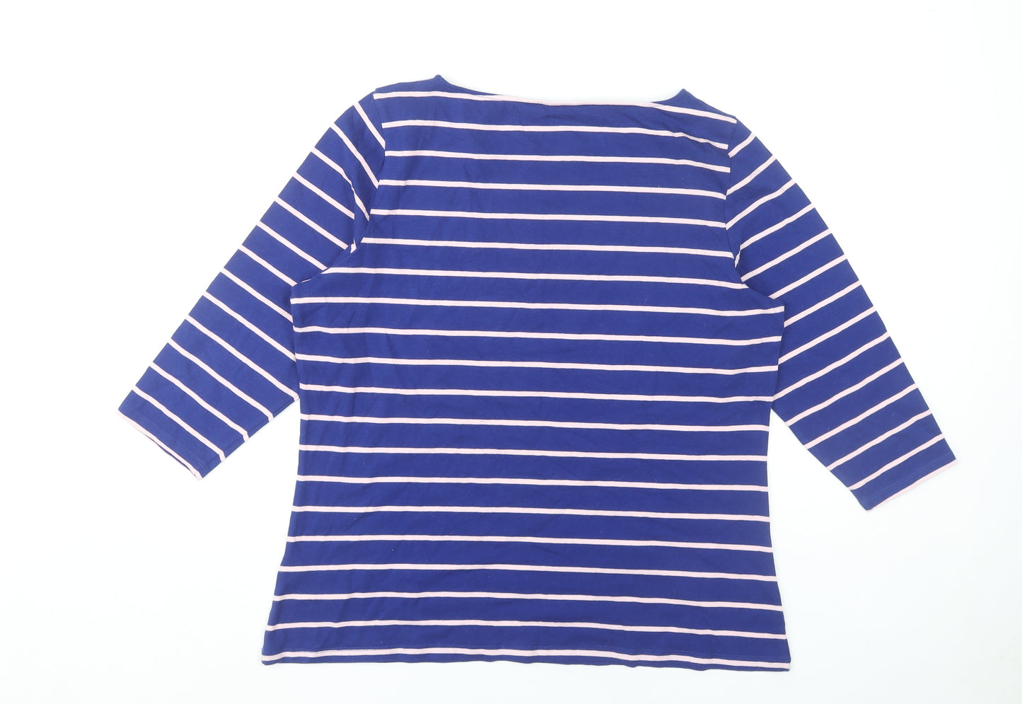 Marks and Spencer Women's Blue Striped T-Shirt Size 20