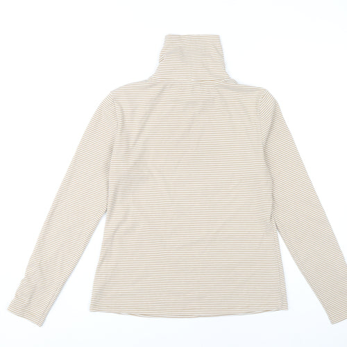 Deane & White Women's Beige Striped High Neck Top M