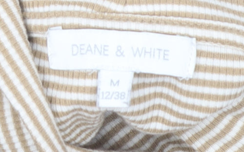 Deane & White Women's Beige Striped High Neck Top M