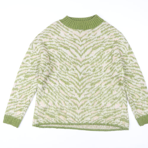 Topshop Women's Green Animal Print Jumper, Size S