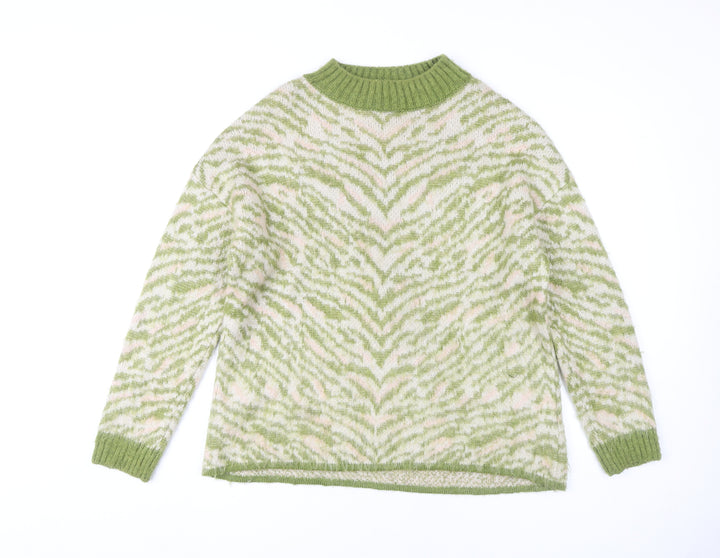 Topshop Women's Green Animal Print Jumper, Size S