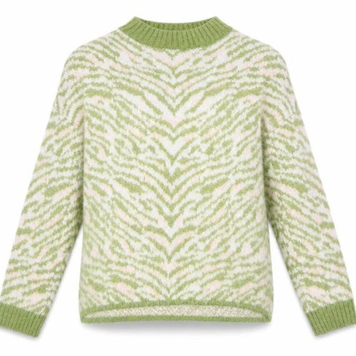 Topshop Women's Green Animal Print Jumper, Size S