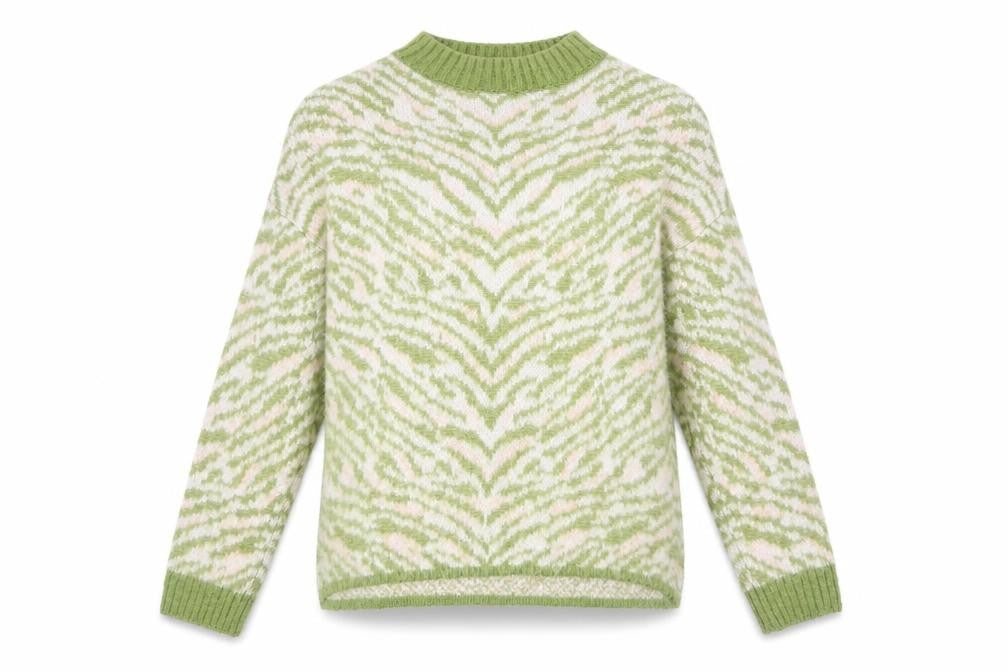 Topshop Women's Green Animal Print Jumper, Size S