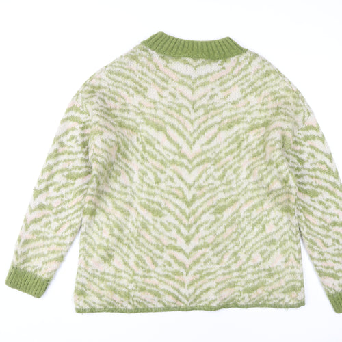 Topshop Women's Green Animal Print Jumper, Size S