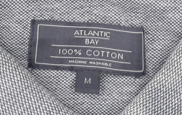 Atlantic Bay Men's Grey Striped Polo Shirt M