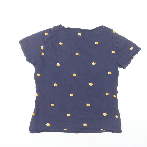 MNG Women's Blue Polka Dot T-Shirt, Size M, Cotton