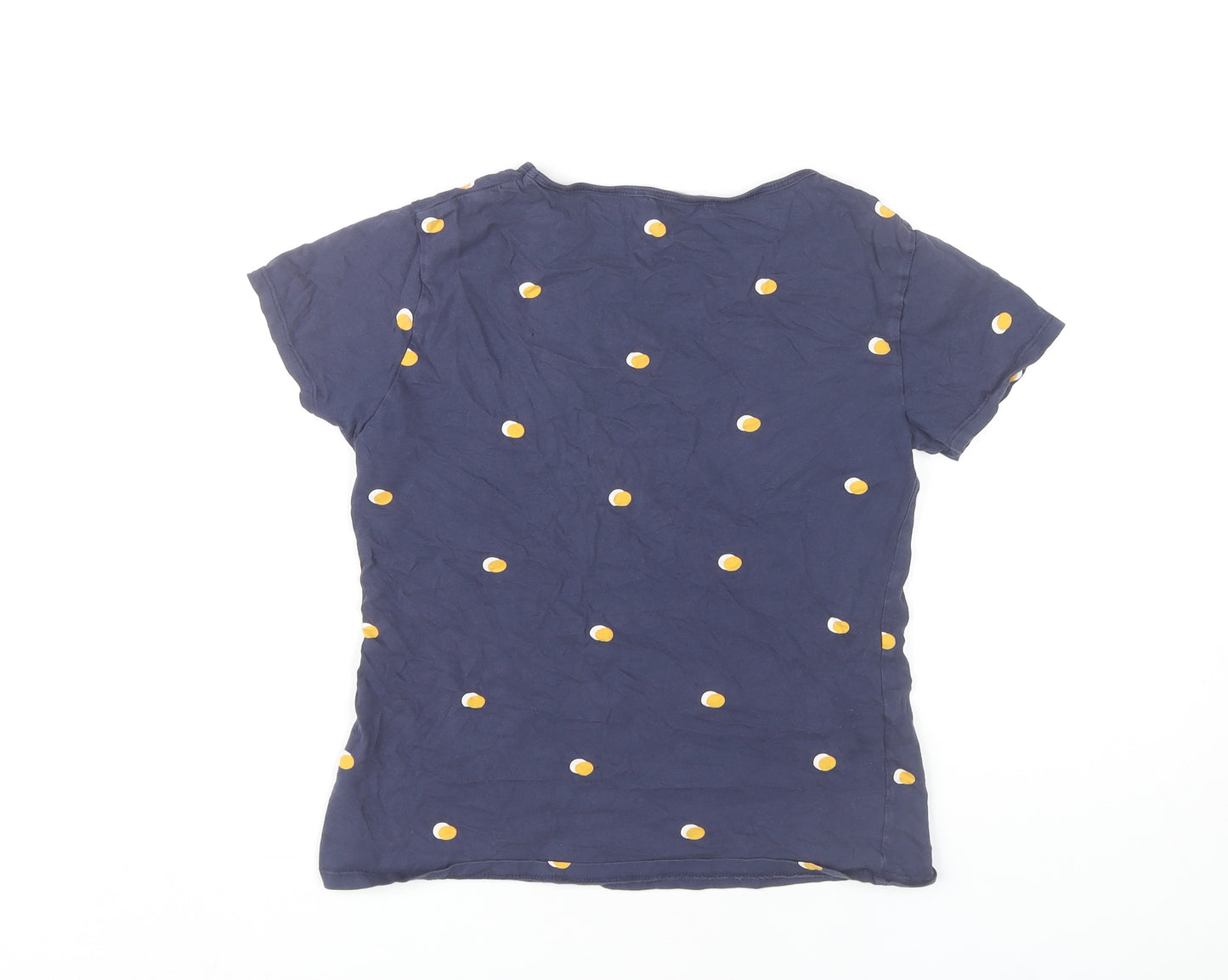 MNG Women's Blue Polka Dot T-Shirt, Size M, Cotton