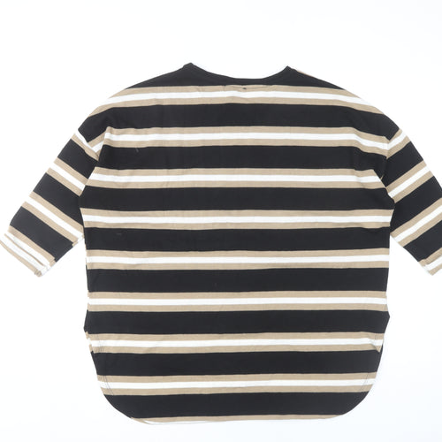 New Look Women's Striped 3/4 Sleeve Top, Black/Beige, Size S