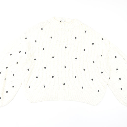Topshop Women's White Polka Dot Jumper M