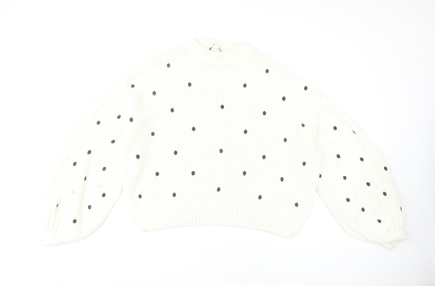 Topshop Women's White Polka Dot Jumper M