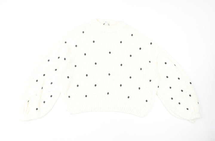 Topshop Women's White Polka Dot Jumper M